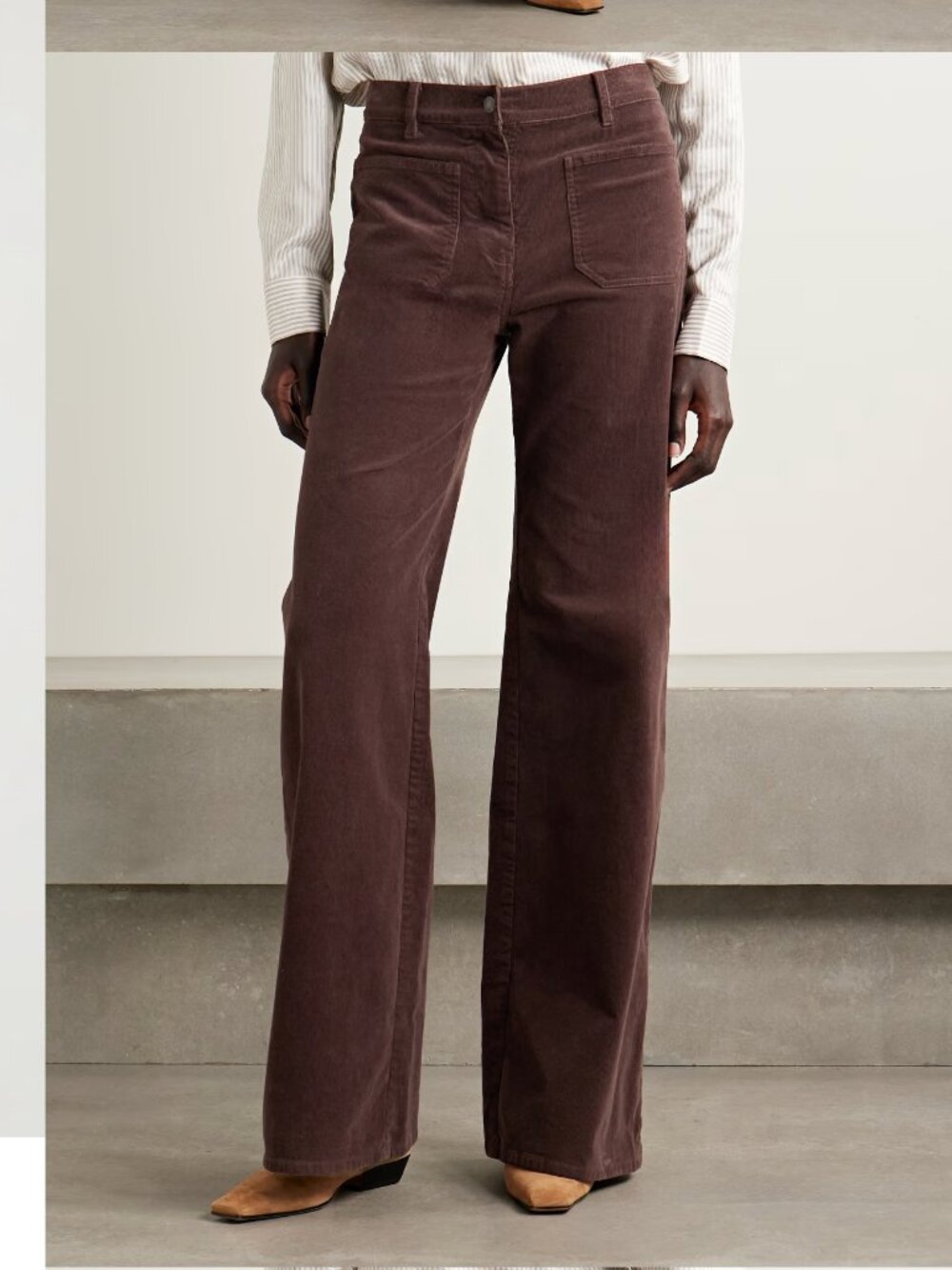 Nili Lotan Women's Florence Cotton-blend Corduroy Flared Pants in Brown Size 2